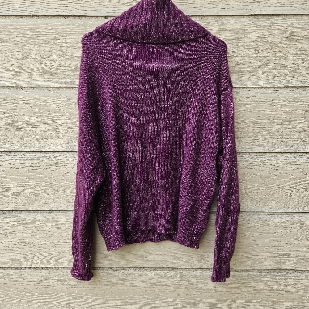 UGG Lylah rollneck sweater purple metallic wool blend oversized small - Picture 2 of 9